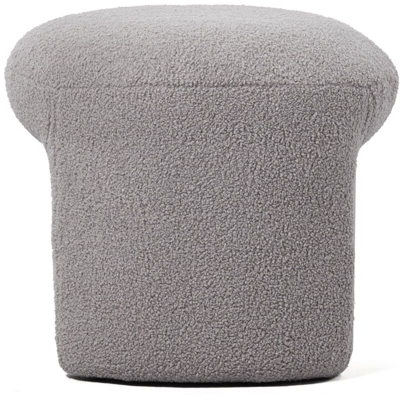 Pouf tendance Armania L46cm Tissu bouclette Gris