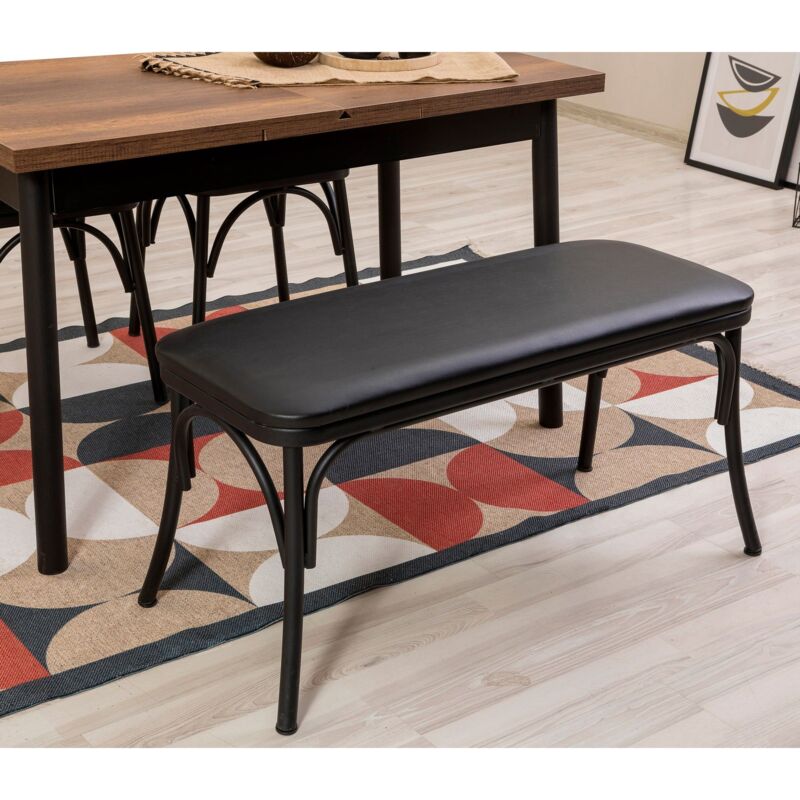 Ensemble 4 chaises et 1 table extensible Iridus Noir et Bois foncé