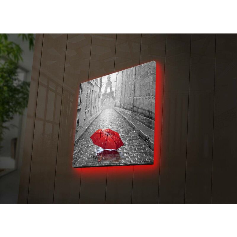 Tableau lumineux LED rouge Lucendi L40xH40cm Impression Tour