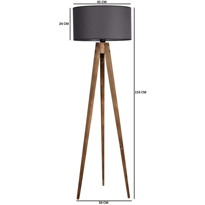 Lampadaire moderne 153cm avec tablette abat-jour en tissu de lin