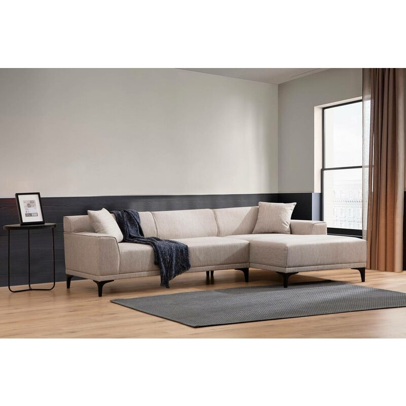 Canapé d'angle TANOS Design avec Assise en Tissu et Contour en Simili Cuir  (Angle Droit, Gris et Blanc) : : Cuisine et Maison