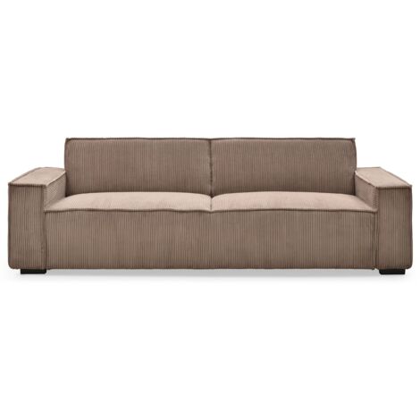 Cotecosy – Canapé convertible 3 places clic-clac velours côtelé taupe – Dimensions L230 x P94 x H75 cm – Confort optimal pour 2 personnes