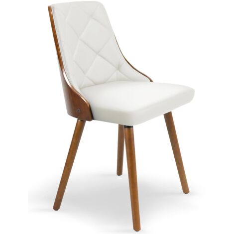 Lot de 8 chaises scandinaves Lalix Bois Noisette et Blanc (1/4)