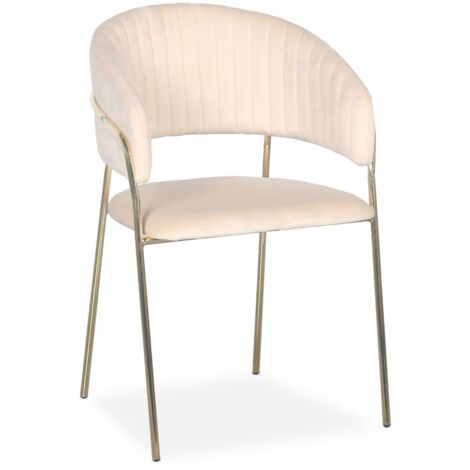 Lot de 8 chaises Tabata Métal Or et Velours Beige (1/5)