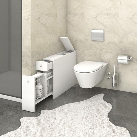Rangement de salle de bain 1 porte et 2 tiroirs Denali Bois Blanc