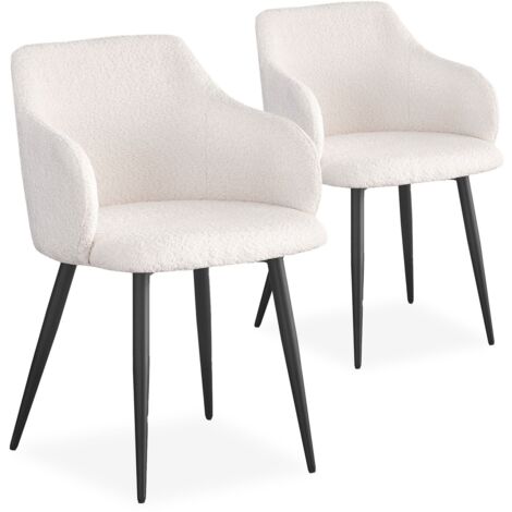 Lot de 2 chaises Paoline Tissu Bouclette Crème (1/5)