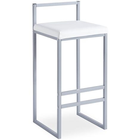 Cotecosy – Tabouret de bar en métal – Velours blanc – Hauteur d'assise 65 cm – Dimensions L35 x P35 x H80 cm – Design moderne et élégant