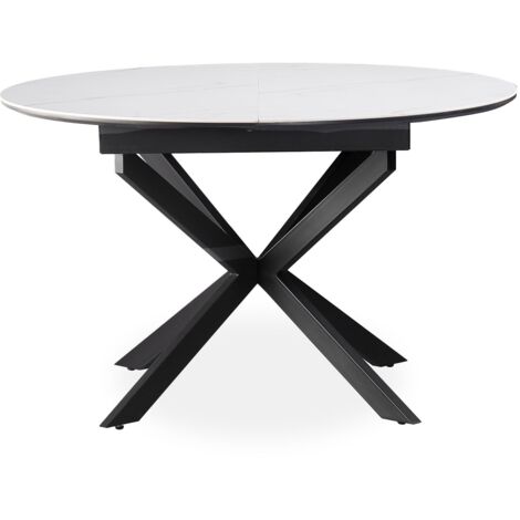 Table extensible Tyrese 160cm pieds en étoile et plateau effet marbre Blanc