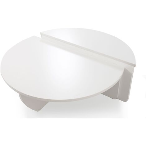 Cotecosy – Set de 2 tables basses Glowik en mélaminé blanc mat – Dimensions L90 x P90 x H35 cm – Style moderne pour salon (1/5)