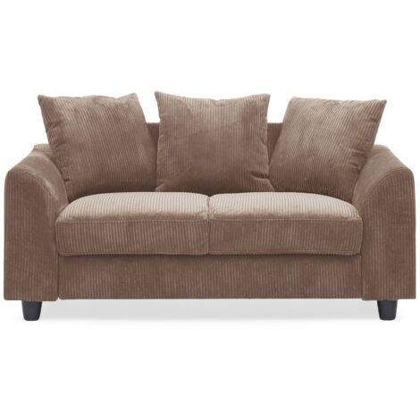 Cotecosy – Canapé droit 2 places en velours côtelé marron – Dimensions L152 x P88 x H80 cm – Accoudoirs droits et arrondis – Confort moderne (1/5)