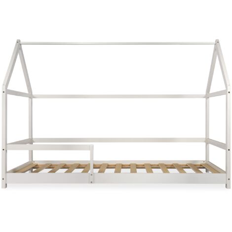 Lit cabane enfant 90x190cm – Bois blanc robuste – Structure stable – Design épuré pour chambre – Hauteur adaptée pour sécurité (1/5)