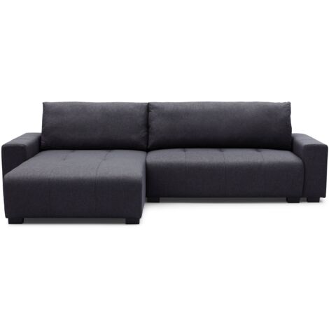 Cotecosy – Canapé d'angle convertible 288x160cm – Tissu noir doux – Angle réversible – Rangement intégré – Confort optimal (1/5)