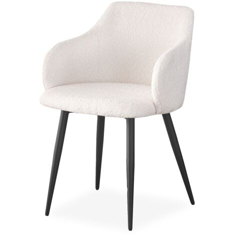 Lot de 6 chaises Paoline Tissu Bouclette Crème (1/5)