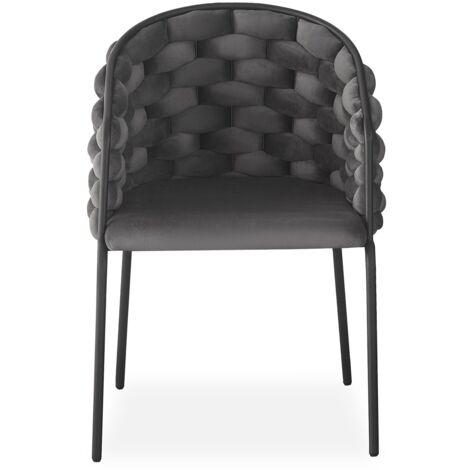 Chaise bois massif design dossier arrondi, style rétro marron foncé