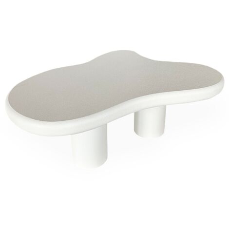 Cotecosy – Table basse fixe courbes naturelles 69x100cm – Finition blanche texturée – Bois/M.D.F – Design inspiré de la nature