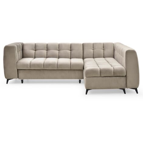 Canapé d'angle convertible Chessy Velours Taupe