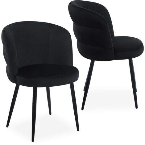 Lot de 2 chaises modernes matelassées Malawi Velours Noir (1/5)