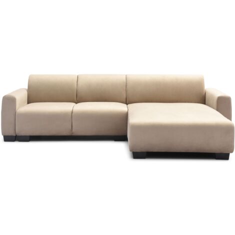 Cotecosy – Canapé d'angle convertible 288cm taupe – 4-5 places – Velours doux – Méridienne confortable – Style moderne (1/5)