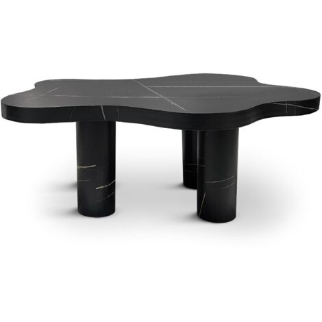 Table basse nuage 100x69cm – Effet marbre noir – Bois et M.D.F – Design sculptural moderne – Hauteur 39.5cm