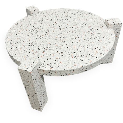 Cotecosy – Table basse ronde Titouan 84cm – Effet terrazzo minéral – 3 pieds débordants – Design contemporain pour salons modernes (1/5)