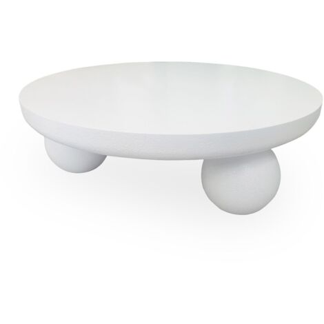 Cotecosy – Table basse ronde 100cm – Finition blanc texturé mat – Structure bois MDF – Style contemporain et sculptural (1/5)