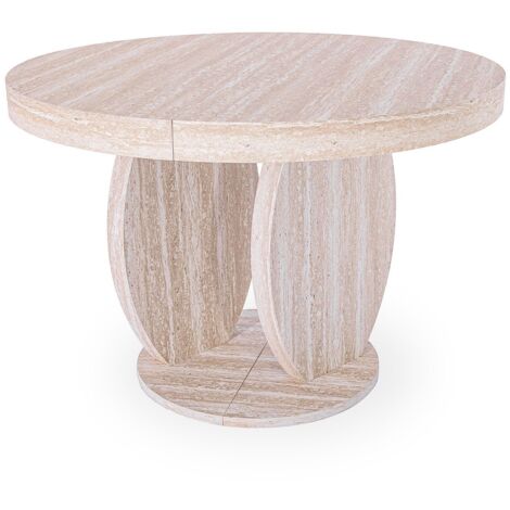 Table ovale extensible L110-260cm Icarios avec pieds design Effet travertin Beige