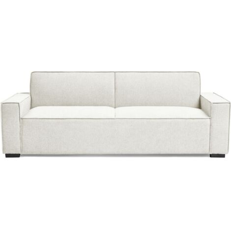 Canapé convertible clic-clac 3 places Pikado Tissu effet lin Crème
