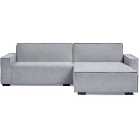 Canapé convertible cic-clac avec angle réversible Pikado Tissu effet lin Gris clair (1/5)