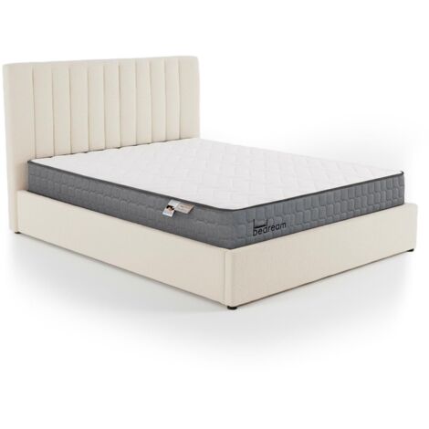 Pack Lit-coffre Songe + Matelas Bedream 180x200cm Tissu bouclette Beige