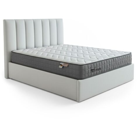 Pack Lit-coffre Songe + Matelas Bedream 140x190cm Velours Argent (1/5)