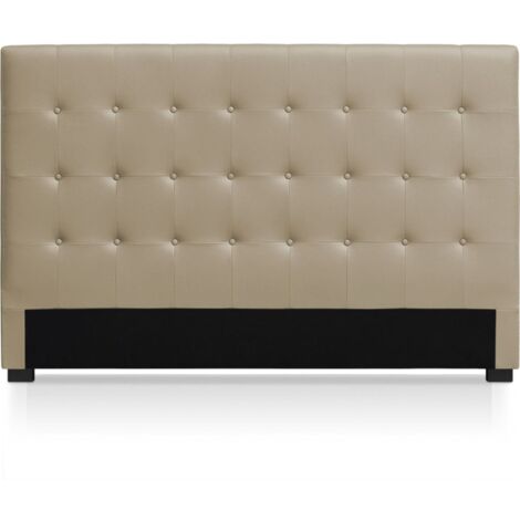 Cotecosy – Tête de lit capitonnée 180cm taupe – Simili cuir et P.U. – Hauteur 120cm pour lit standard – Ambiance chic et design