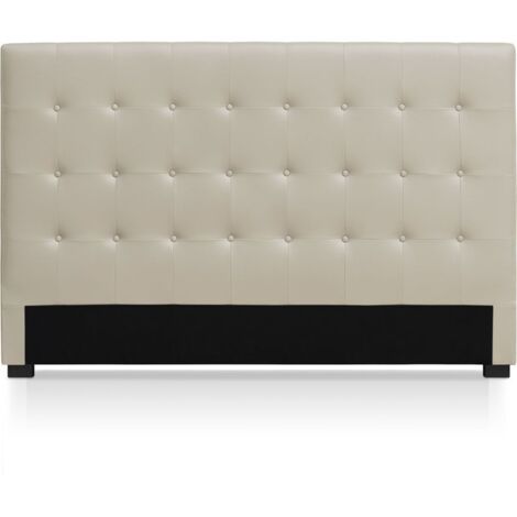 Cotecosy – Tête de lit capitonnée 180cm – Simili cuir beige – Hauteur 120cm – Élément décoratif chic pour chambre (1/5)