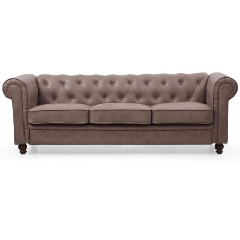 Cotecosy – Canapé Chesterfield 3 places vintage en simili cuir – Dossier capitonné – Dimensions 207 x 72 cm – Confort et élégance (1/5)