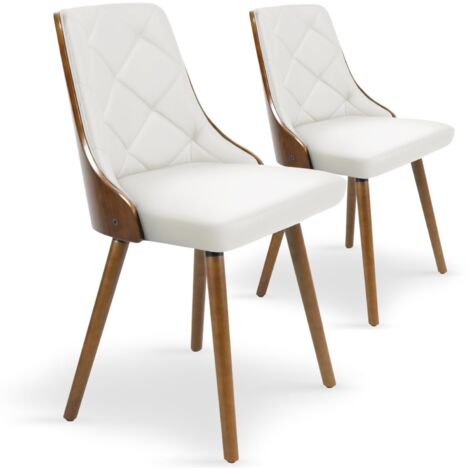 Lot de 2 chaises scandinaves Lalix Bois Noisette & Blanc (1/5)