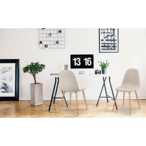 Cotecosy – Lot de 4 chaises scandinaves matelassées – Tissu beige – Structure métal imitation bois – Dimensions L45 x P55 x H87 cm – Assise H46 cm (1/7)