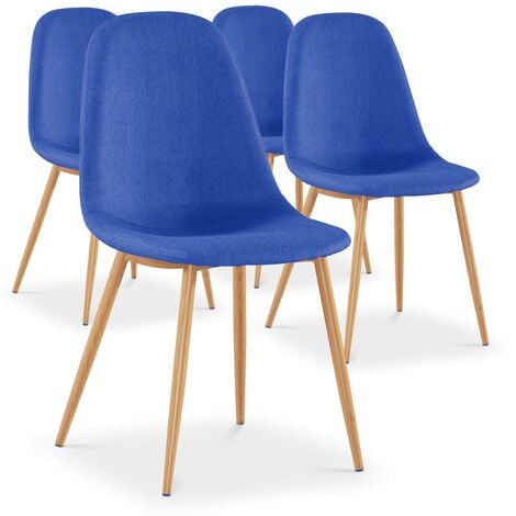Lot de 4 chaises scandinaves Gao Tissu Bleu