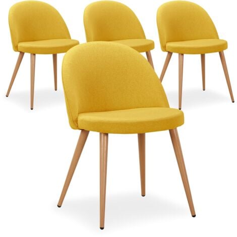 Lot de 4 chaises scandinaves Maury tissu Jaune
