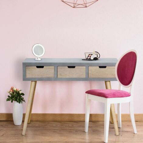 Cotecosy – Console scandinave 3 tiroirs Tatum – Bois gris – Dimensions L100 x P34 x H77 cm – Design épuré pour intérieur moderne (1/4)