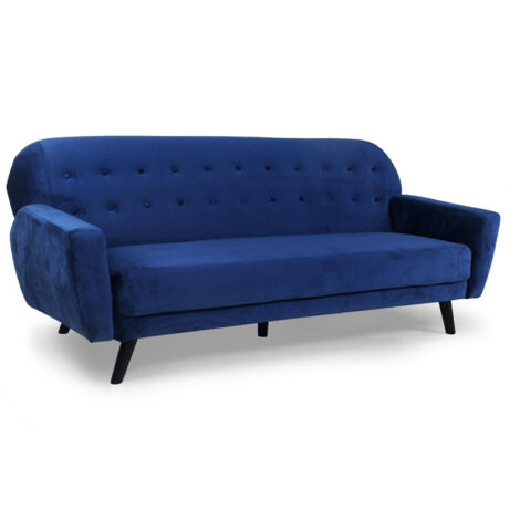 Canapé convertible clic-clac scandinave Helios velours Bleu (1/4)