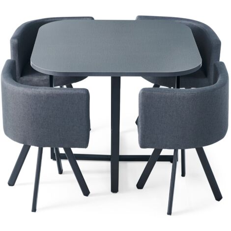 Table et chaises Oslo Gris et Tissu Gris