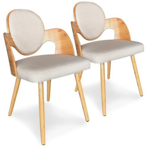 Lot de 2 chaises scandinaves Galway Bois Naturel et Tissu Beige (1/2)