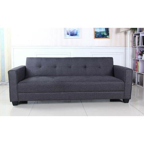Canapé convertible 3 places Clayton Tissu Gris foncé