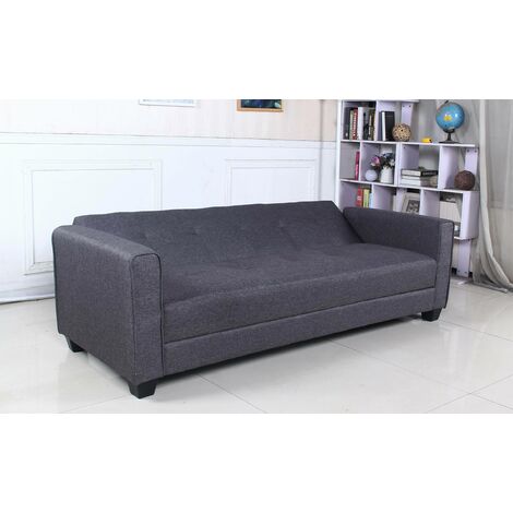 Canapé convertible 3 places Clayton Tissu Gris foncé