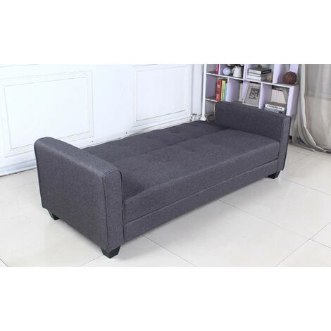 Canapé convertible 3 places Clayton Tissu Gris foncé