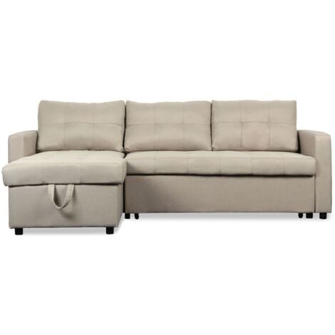 Canapé d'angle convertible Toledo Tissu Beige