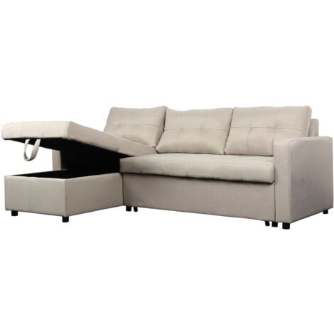 Canapé d'angle convertible Toledo Tissu Beige
