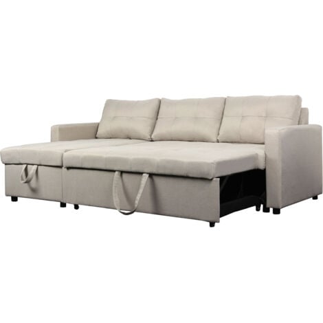 Canapé d'angle convertible Toledo Tissu Beige