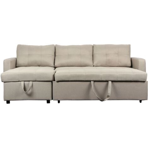 Canapé d'angle convertible Toledo Tissu Beige