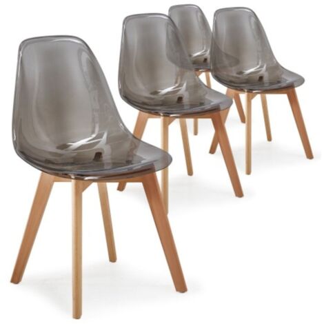 Lot de 4 chaises scandinaves Larry plexi Fumé (1/5)