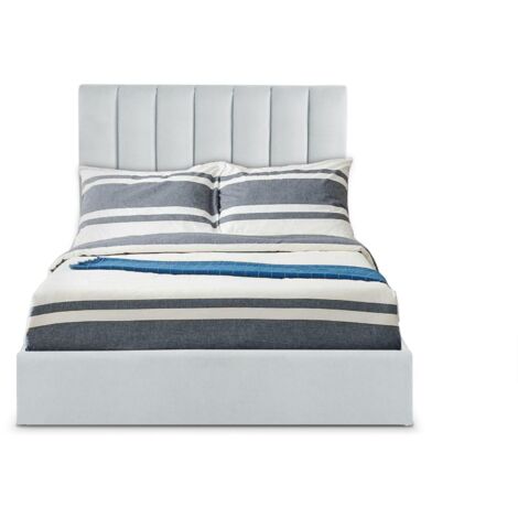 Lit Coffre Songe + Sommier Velours Argent 140cm (1/4)